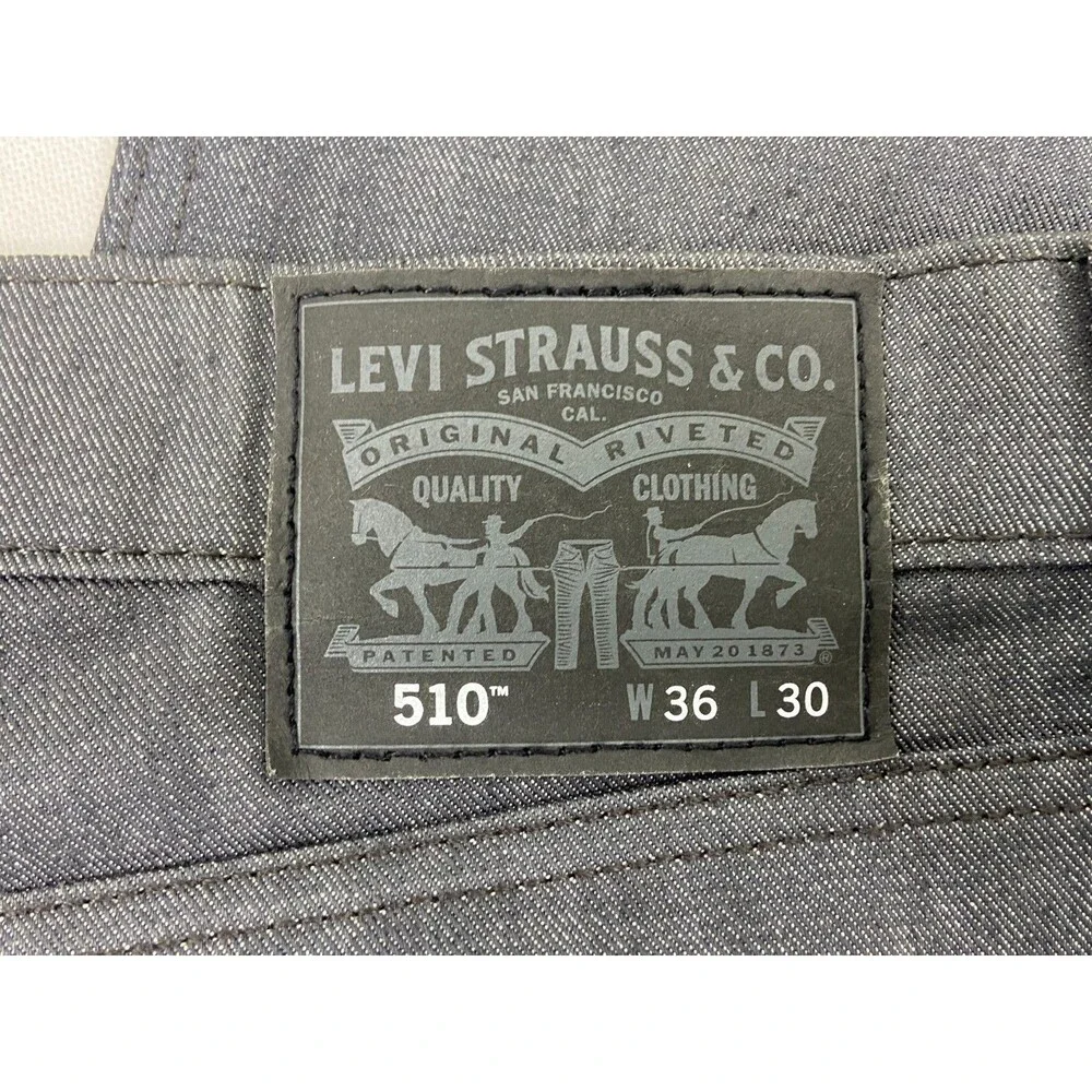 Levis Men 36/30 510 Silver Jeans Black Label Casual Western Pants